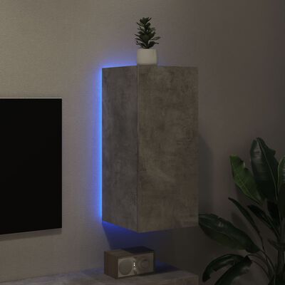 vidaXL Ścienna szafka TV z LED, szarość betonu, 30,5x35x70 cm