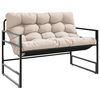 vidaXL Ławka ogrodowa z poduszką, taupe, 113 cm, stal