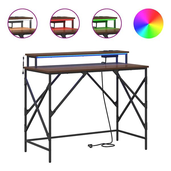 vidaXL Biurko Brązowy dąb 100 x 50 x 86,5 cm Materiał drewnopochodny