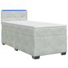 vidaXL Ł&oacute;żko Box Spring z materacem i LED jasnoszary 90 x 190 cm Welur