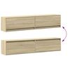 vidaXL Ścienna szafka pod TV, z LED, dąb sonoma, 180x31x38 cm