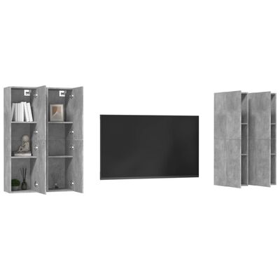 vidaXL Szafki telewizyjne, 4 szt., szarość betonu, 30,5 x 30 x 110 cm