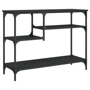 vidaXL Stolik konsolowy z p&oacute;łkami, czarny, 100x35x75 cm