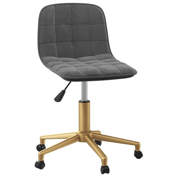 vidaXL Obrotowe krzesło stołowe, ciemnoszare, obite aksamitem