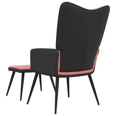 vidaXL Fotel z podnóżkiem, różowy, obity aksamitem i PVC