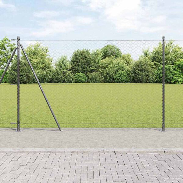 vidaXL Słupek ogrodzeniowy. Szary 50 x 1,6 m (siatka 50 mm) Stal i PVC