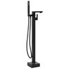 vidaXL Bateria wolnostojąca do wanny, czarna, stal nierdzewna, 90 cm