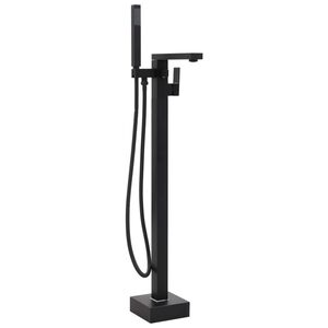 vidaXL Bateria wolnostojąca do wanny, czarna, stal nierdzewna, 90 cm