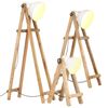 vidaXL Lampy podłogowe, 3 szt., białe, E27, lite drewno mango