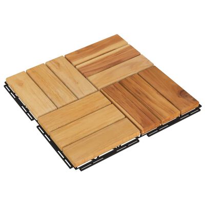 vidaXL Płytki tarasowe, 10 szt., 30x30 cm, lite drewno tekowe