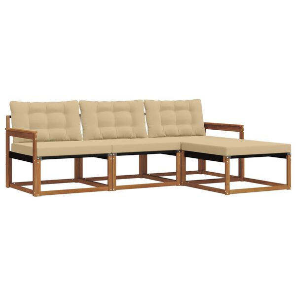 vidaXL Zestaw sof na zewnątrz z poduszką 4 pcs Naturalny i Beżowy