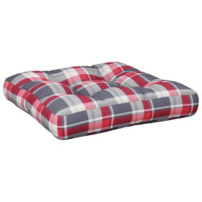 vidaXL Poduszka na sofę z palet, czerwona krata, 60x60x10 cm