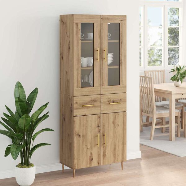 vidaXL Highboard 2 pcs Dąb rzemieślniczy Materiał drewnopochodny