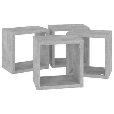 vidaXL Półki ścienne kostki, 4 szt., szarość betonu, 22x15x22 cm