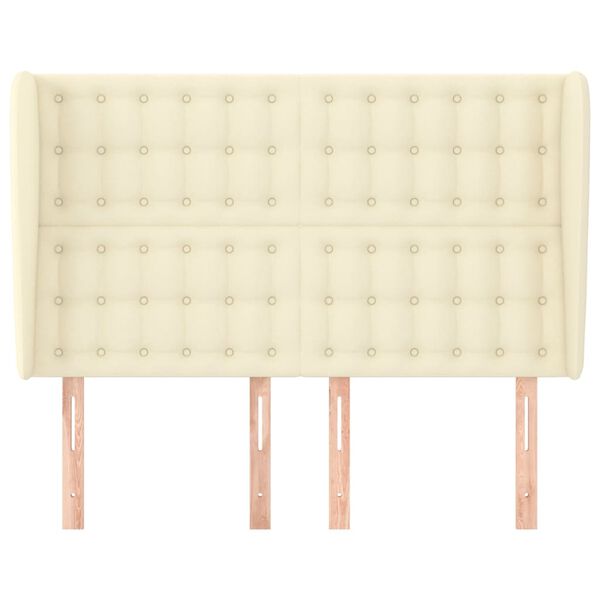 vidaXL Zagł&oacute;wek uszak, kremowy, 147x23x118/128 cm, sztuczna sk&oacute;ra