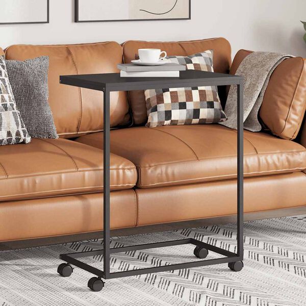 vidaXL Stolik boczny na k&oacute;łkach, czarny, 55x35x70 cm