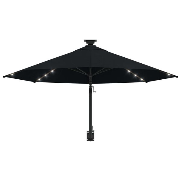 vidaXL Parasol ogrodowy z LED, ścienny, 300 cm, czarny