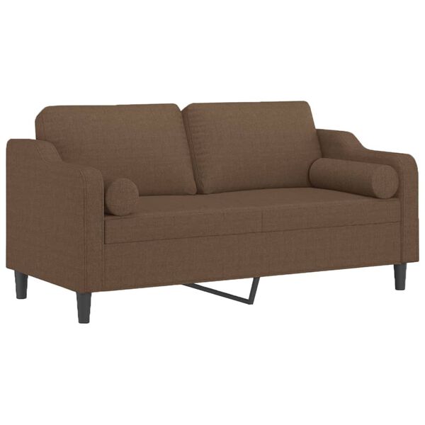 vidaXL 2-osobowa sofa z poduszkami, brązowa, 140 cm, tkanina