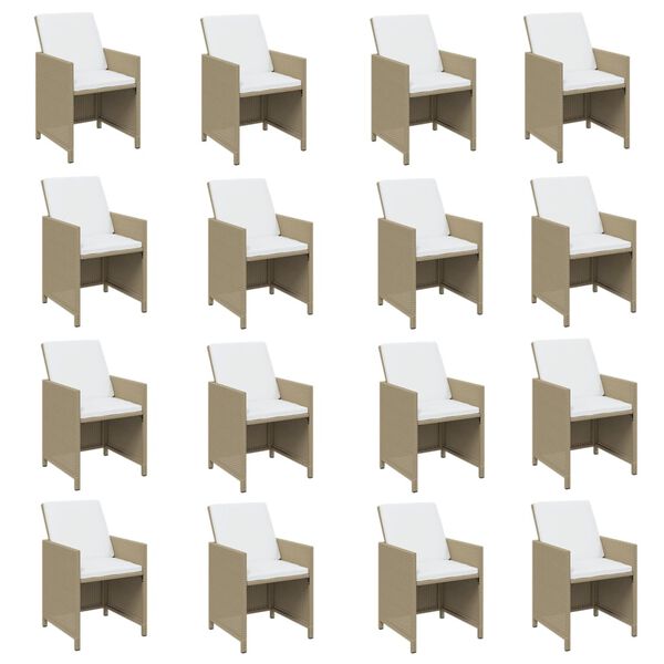 vidaXL 17-cz. zestaw mebli ogrodowych z poduszkami, polirattan, beżowy