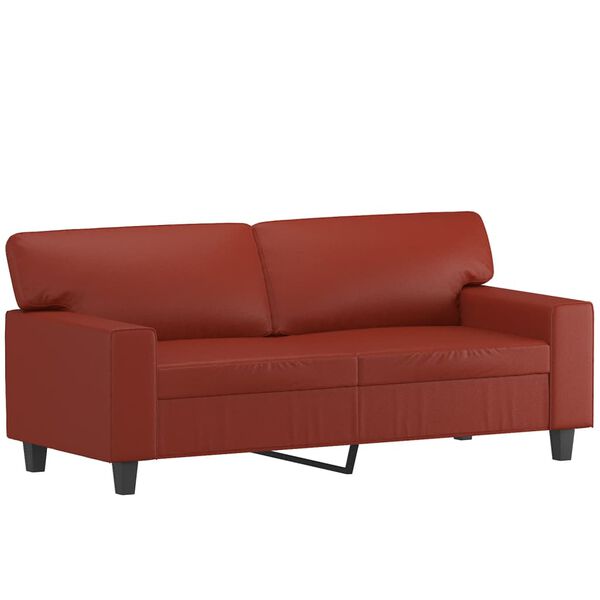 vidaXL 2-osobowa sofa, winna czerwień, 140 cm, sztuczna sk&oacute;ra