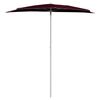 vidaXL Półokrągły parasol ogrodowy na słupku, 180x90 cm, bordowy