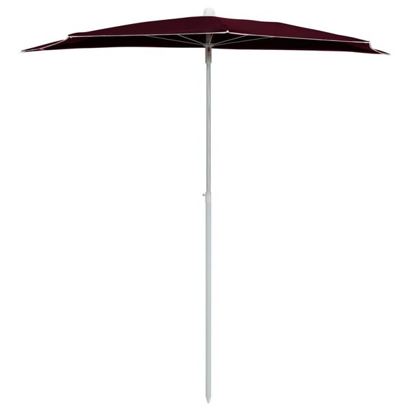 vidaXL Półokrągły parasol ogrodowy na słupku, 180x90 cm, bordowy