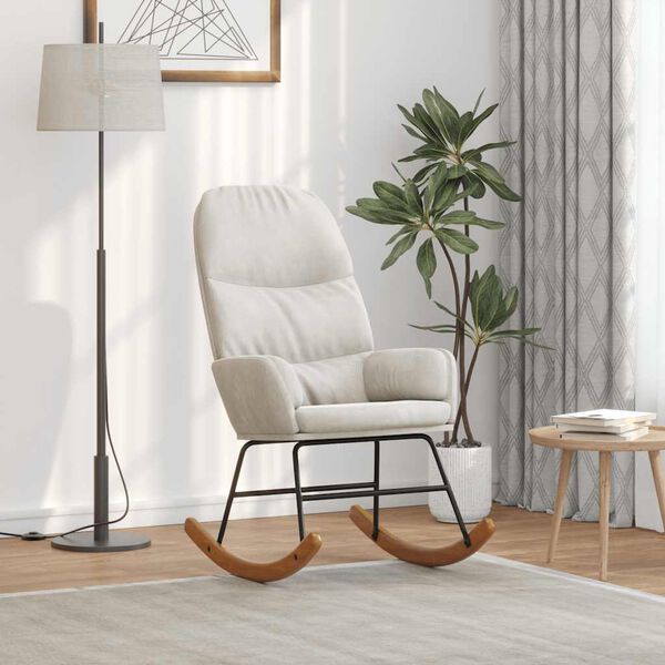 vidaXL Fotel bujany, kremowy, tapicerowany aksamitem