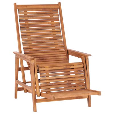 vidaXL Ogrodowe krzesło wypoczynkowe z podnóżkiem, lite drewno tekowe