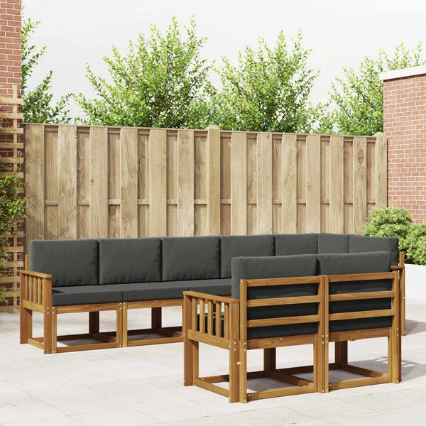 vidaXL Zestaw sof na zewnątrz z poduszką 8 pcs Naturalny i Antracytowy