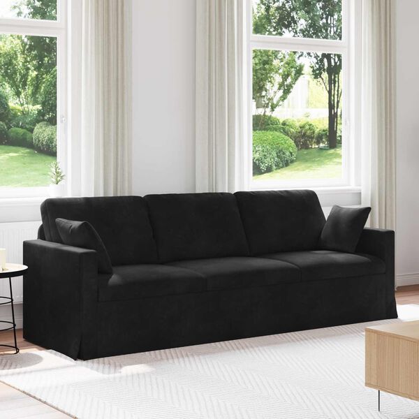 vidaXL Sofa Czarny 228 x 78 x 80 cm Aksamit
