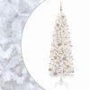 vidaXL Sztuczna wąska choinka z bombkami 180 cm 300 LED Ciepła biel