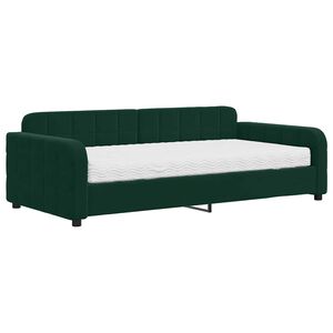 vidaXL Sofa z materacem do spania, ciemnozielona, 100x200 cm, aksamit