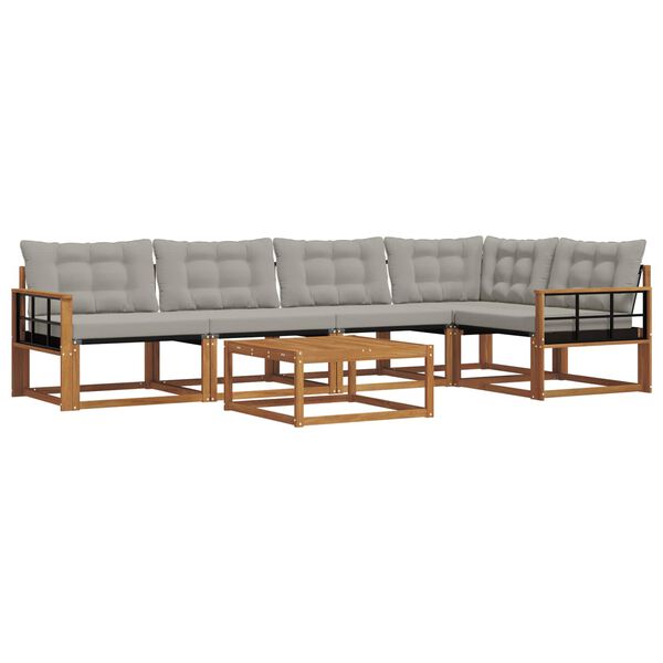 vidaXL Zestaw sof na zewnątrz z poduszką 6 pcs Naturalny i Jasny Szary