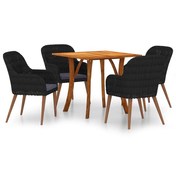 vidaXL 5-częściowy zestaw mebli ogrodowych, czarny