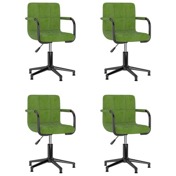 vidaXL Obrotowe krzesła stołowe, 4 szt., jasnozielone, obite aksamitem