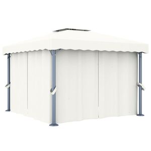 vidaXL Altana ogrodowa z zasłonami, 3 x 3 m, kremowa, aluminium
