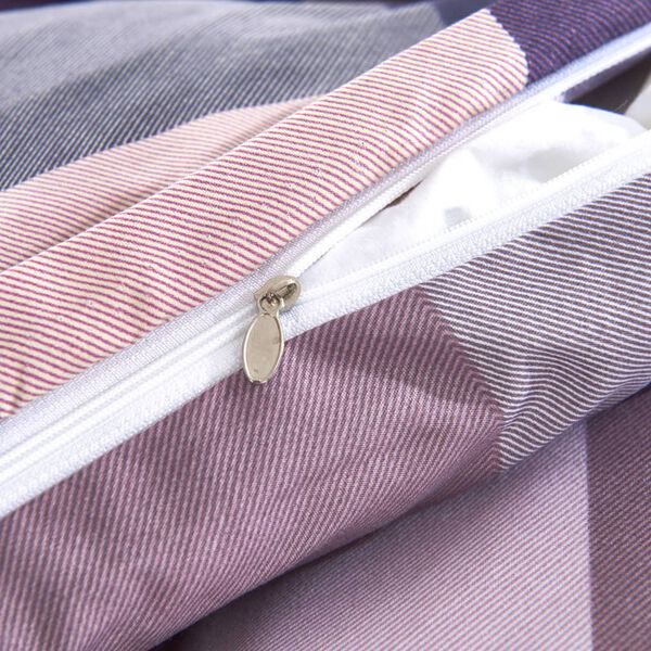 vidaXL Zestaw pościeli, fioletowa krata, 155x220/80x80 cm