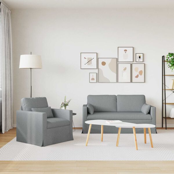 vidaXL Sofa 2 pcs Jasnoszary 158 x 78 x 80 cm tkanina