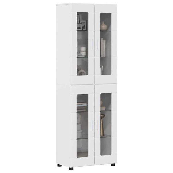 vidaXL Highboard z p&oacute;łką FLORIN Wysoki połysk biały 60 x 35 x 182 cm