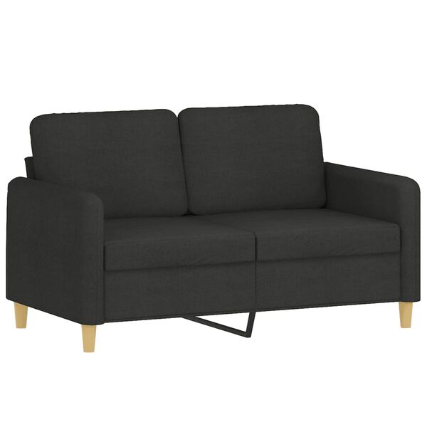 vidaXL 2-osobowa sofa z poduszkami, czarna, 120 cm, tkanina