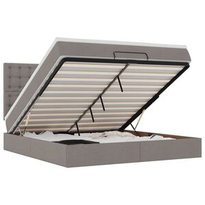 vidaXL Rama ł&oacute;żka otomana z materacem, taupe, 160x200 cm, tkanina