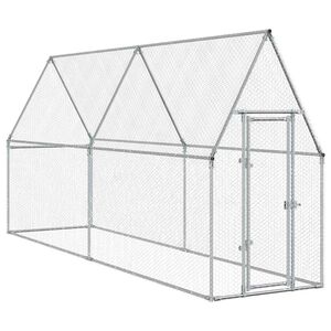 vidaXL Klatka dla kurcząt, srebrna, 400x100x190 cm, stal galwanizowana