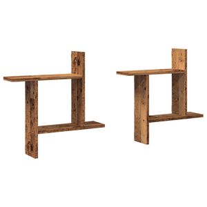 vidaXL P&oacute;łki ścienne, 2 szt., stare drewno, 50x12x50 cm