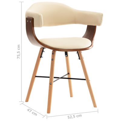 vidaXL Krzesła jadalniane, 2 szt., kremowe, ekoskóra i gięte drewno