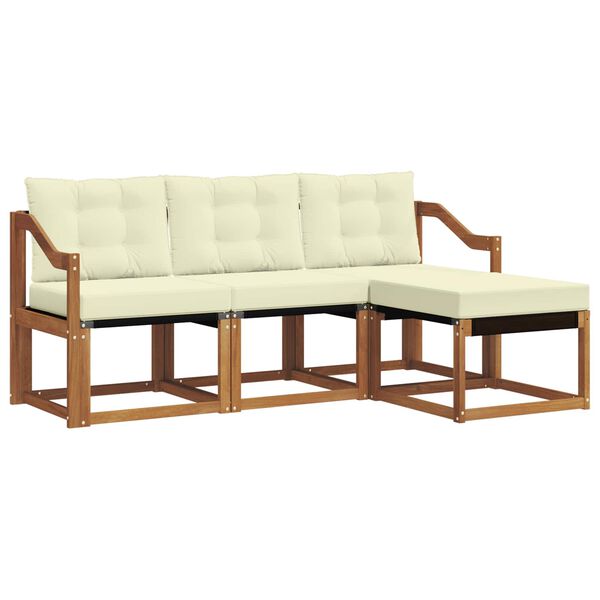 vidaXL Zestaw sof na zewnątrz z poduszką 4 pcs Naturalny i Kremowy