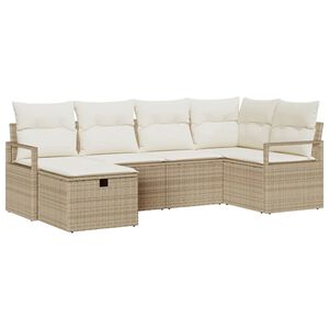 vidaXL Zestaw Sof na Ogr&oacute;d z poduszką 6 pcs Beżowy Polirattan