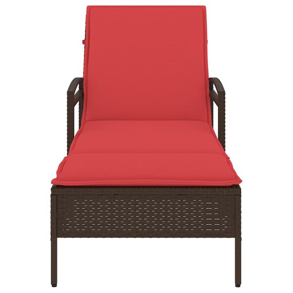 vidaXL Leżak z poduszką Brązowy 63x200x81 cm Polirattan (tylko USA)