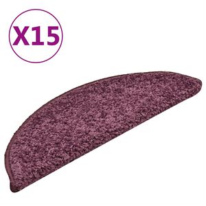 vidaXL Maty na schody 15 szt. 56x17x3 cm Ciemnofioletowe p&oacute;łokrągłe