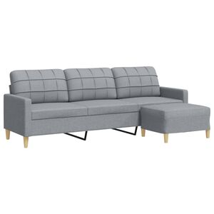 vidaXL 3-osobowa sofa z podn&oacute;żkiem, jasnoszary, 210 cm, tkaniną