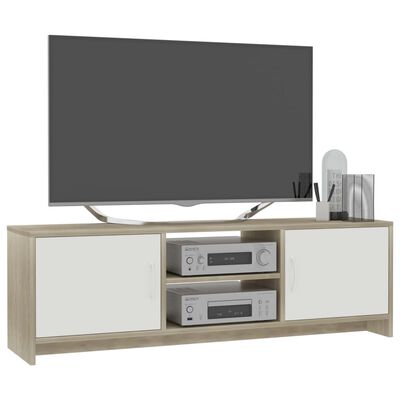 vidaXL Szafka pod telewizor, biel i dąb sonoma, 120x30x37,5 cm